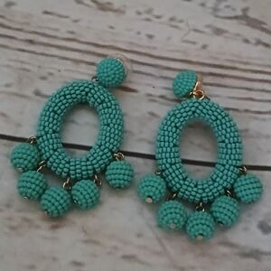 Stella and Dot Cece chandelier earrings teal mint